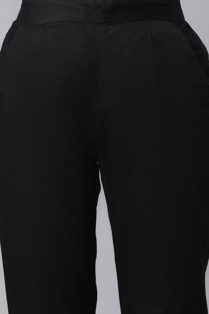 Black Cotton Basic Trouser Pants