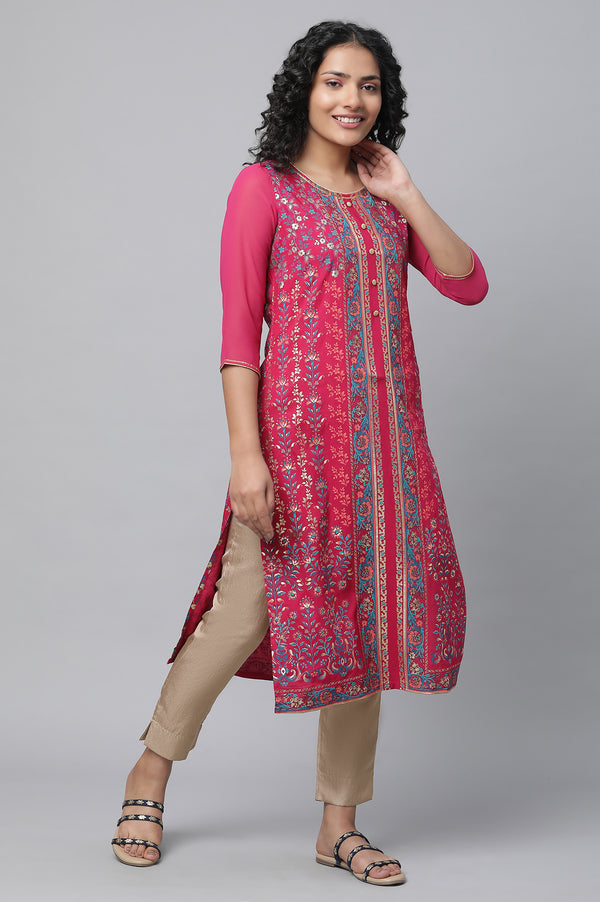 Gold Solid Straight Fit Satin Pants With Elasticated Waist