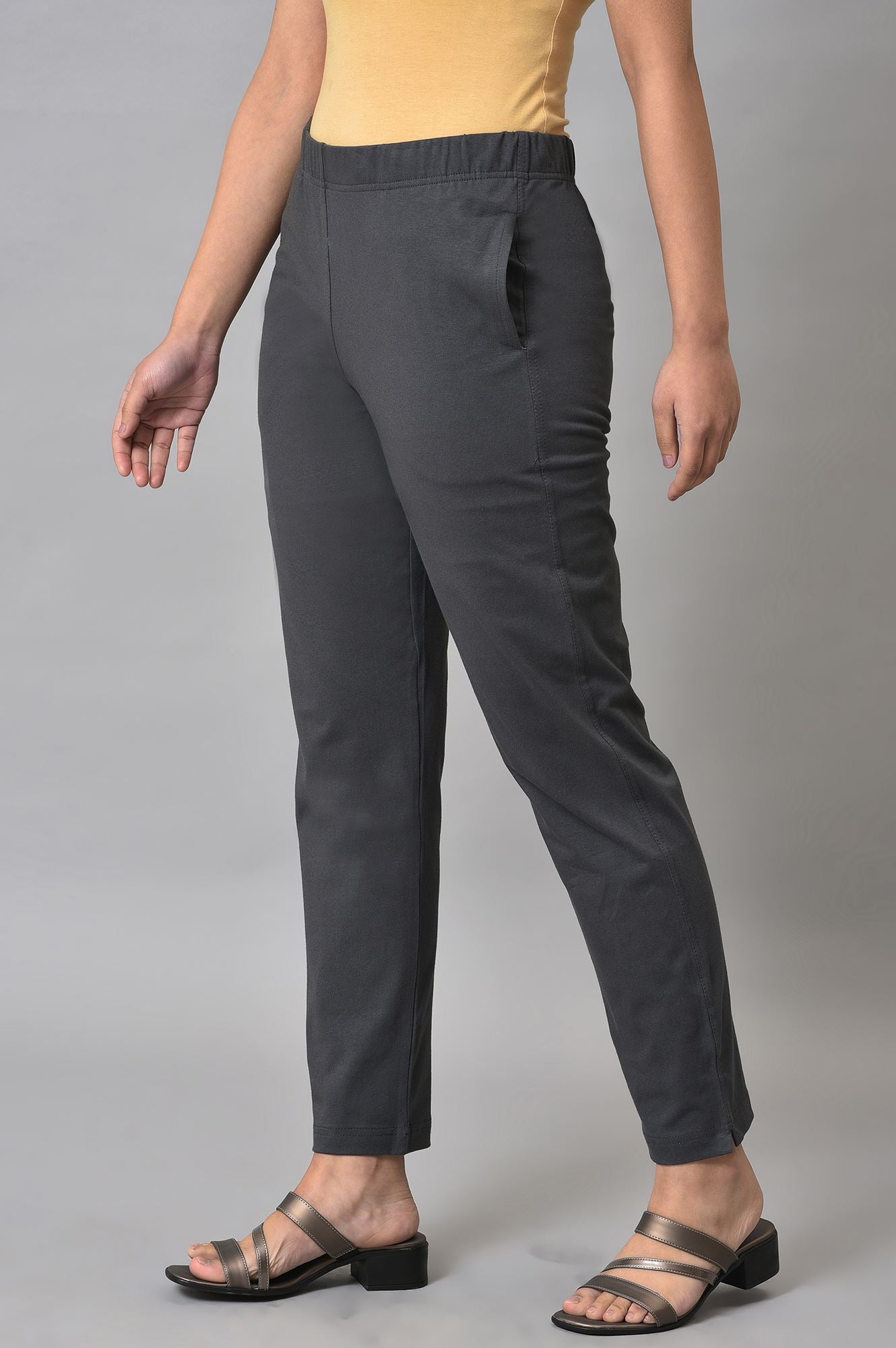 Grey Cotton Jersey Pants