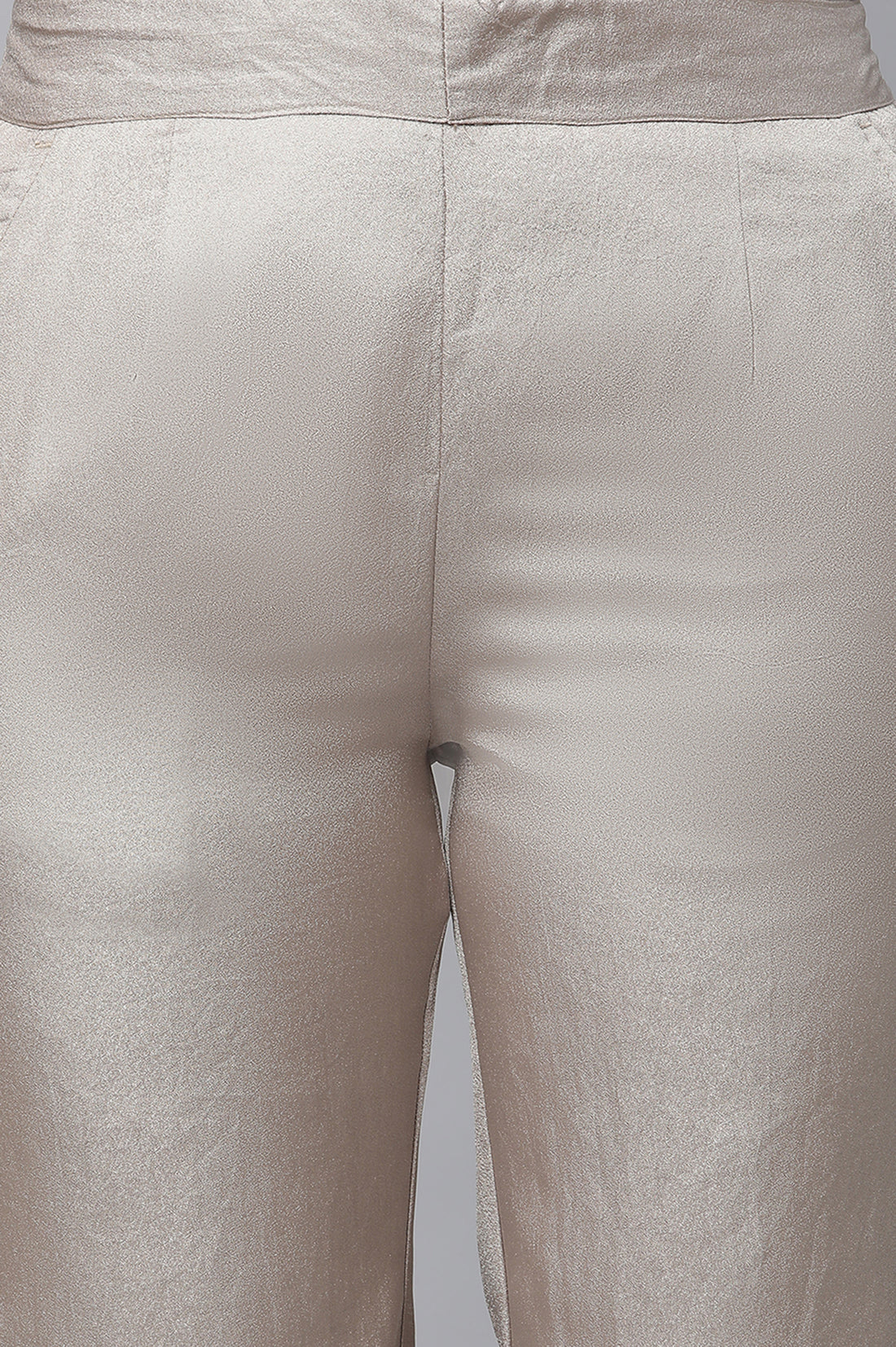 Gold Solid Straight Fit Woven Pants With Elasticated Waist