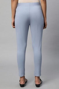 Light Blue Solid Yoga Tights