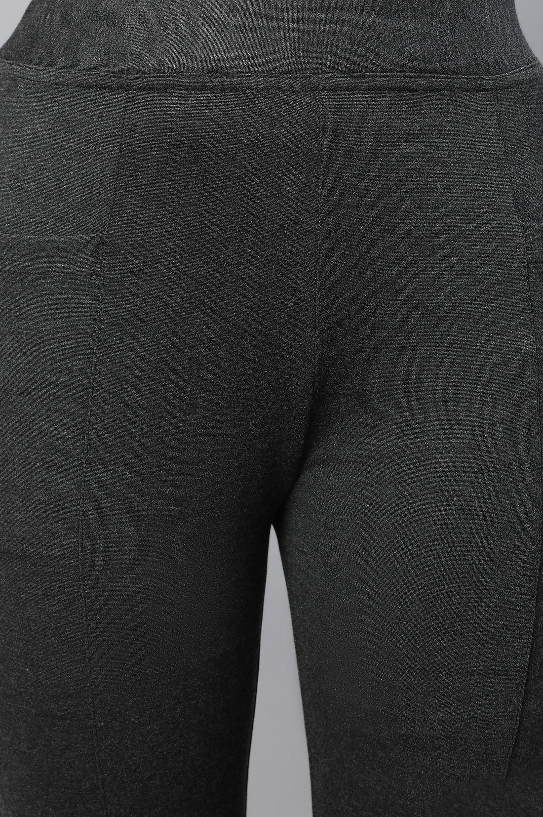 Grey Solid Skinny Fit Tights With Elasticated Waistband