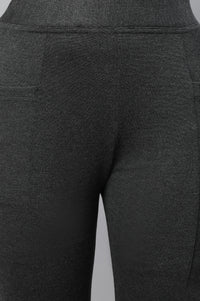 Grey Solid Skinny Fit Tights With Elasticated Waistband