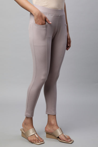 Mauve Solid Yoga Tights