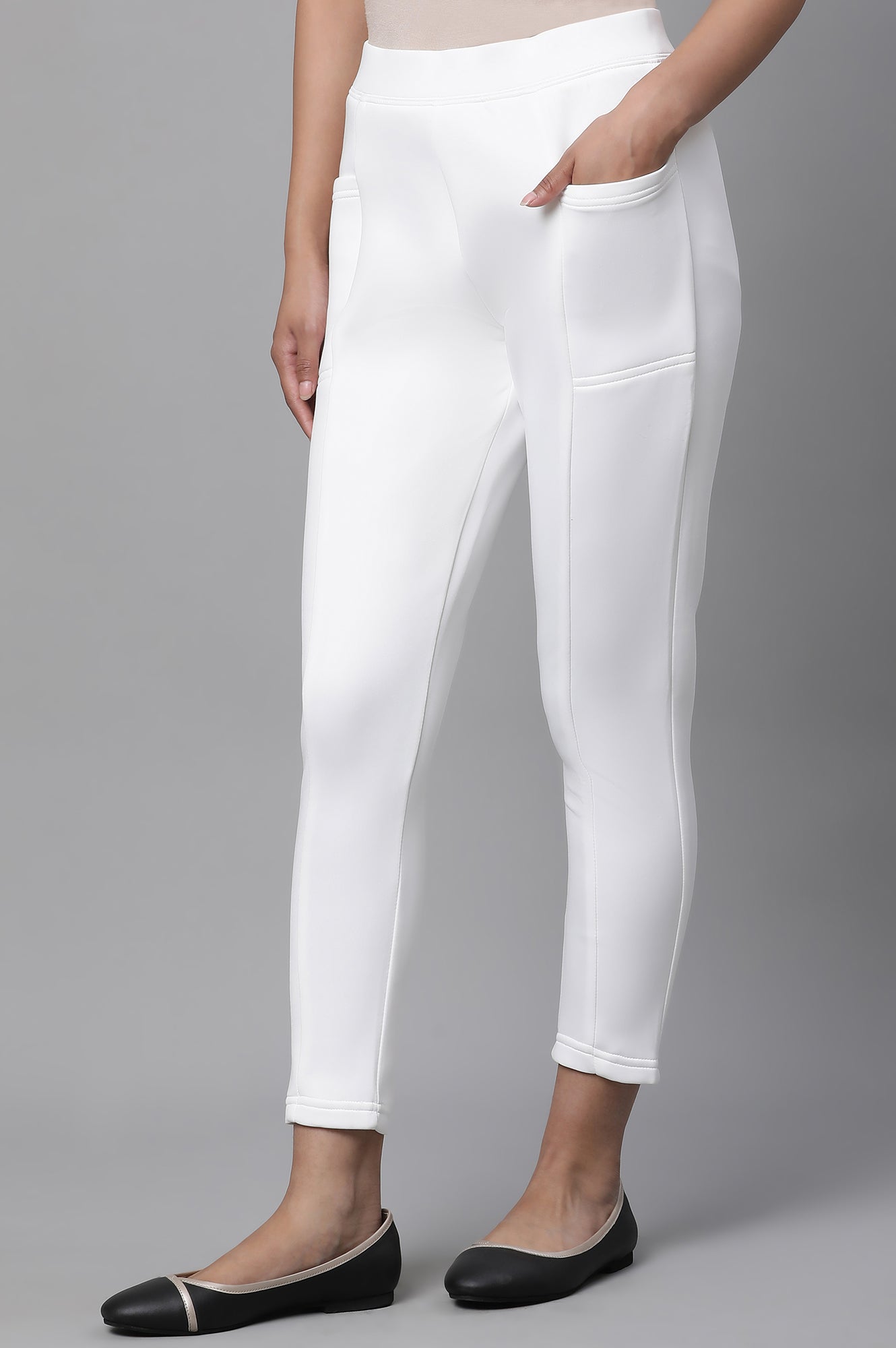 White Solid Yoga Tights