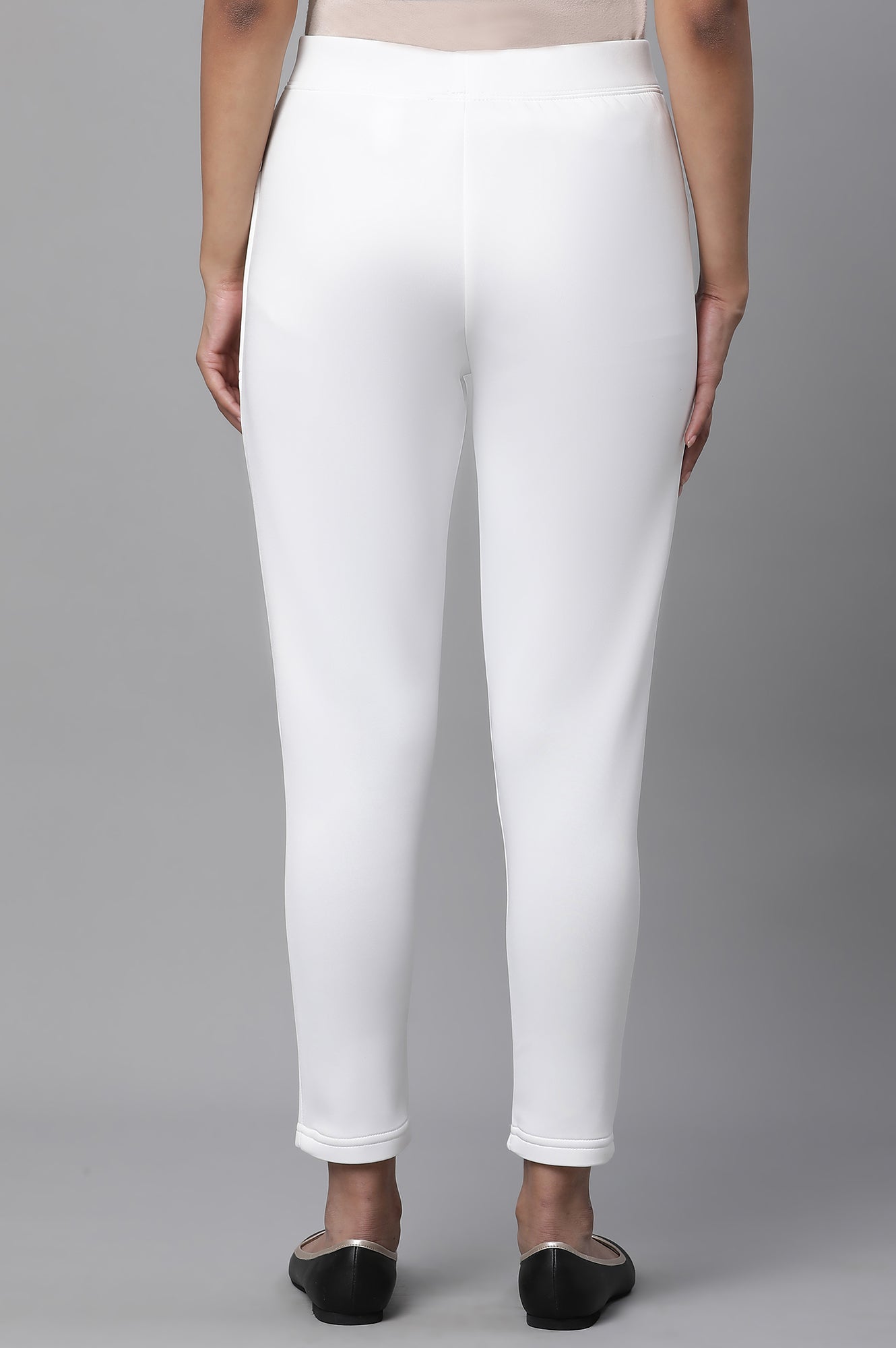 White Solid Yoga Tights