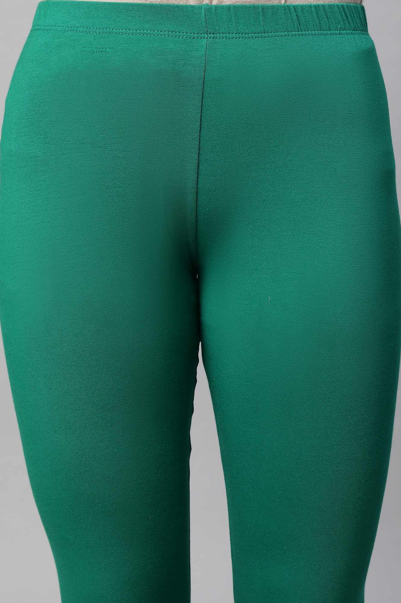 Green Cotton Lycra Tights