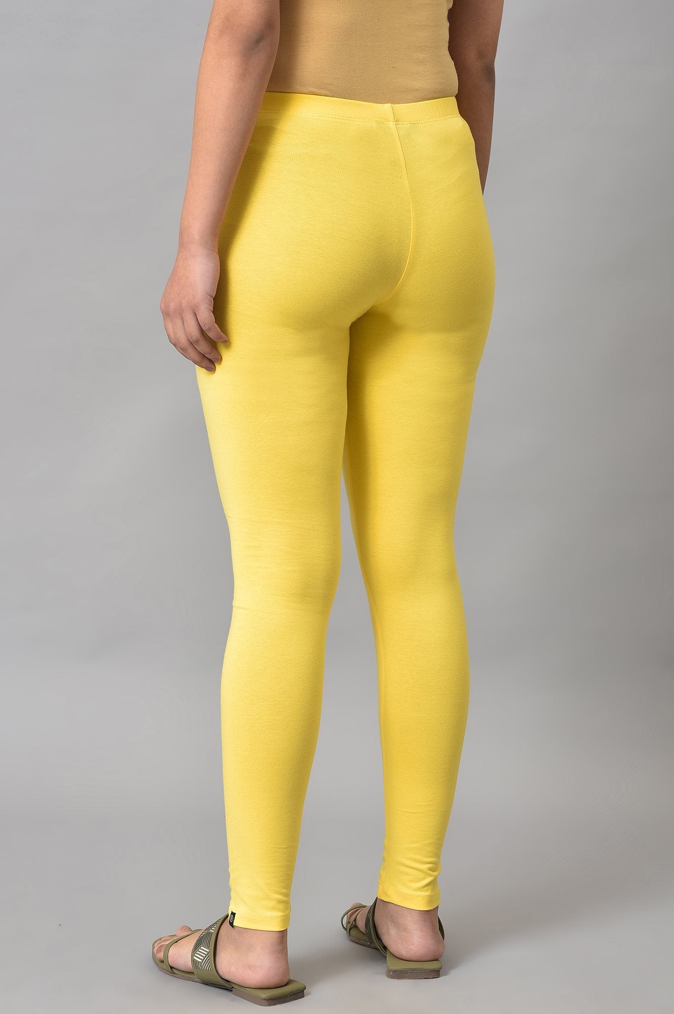 Yellow Cotton Lycra Tights