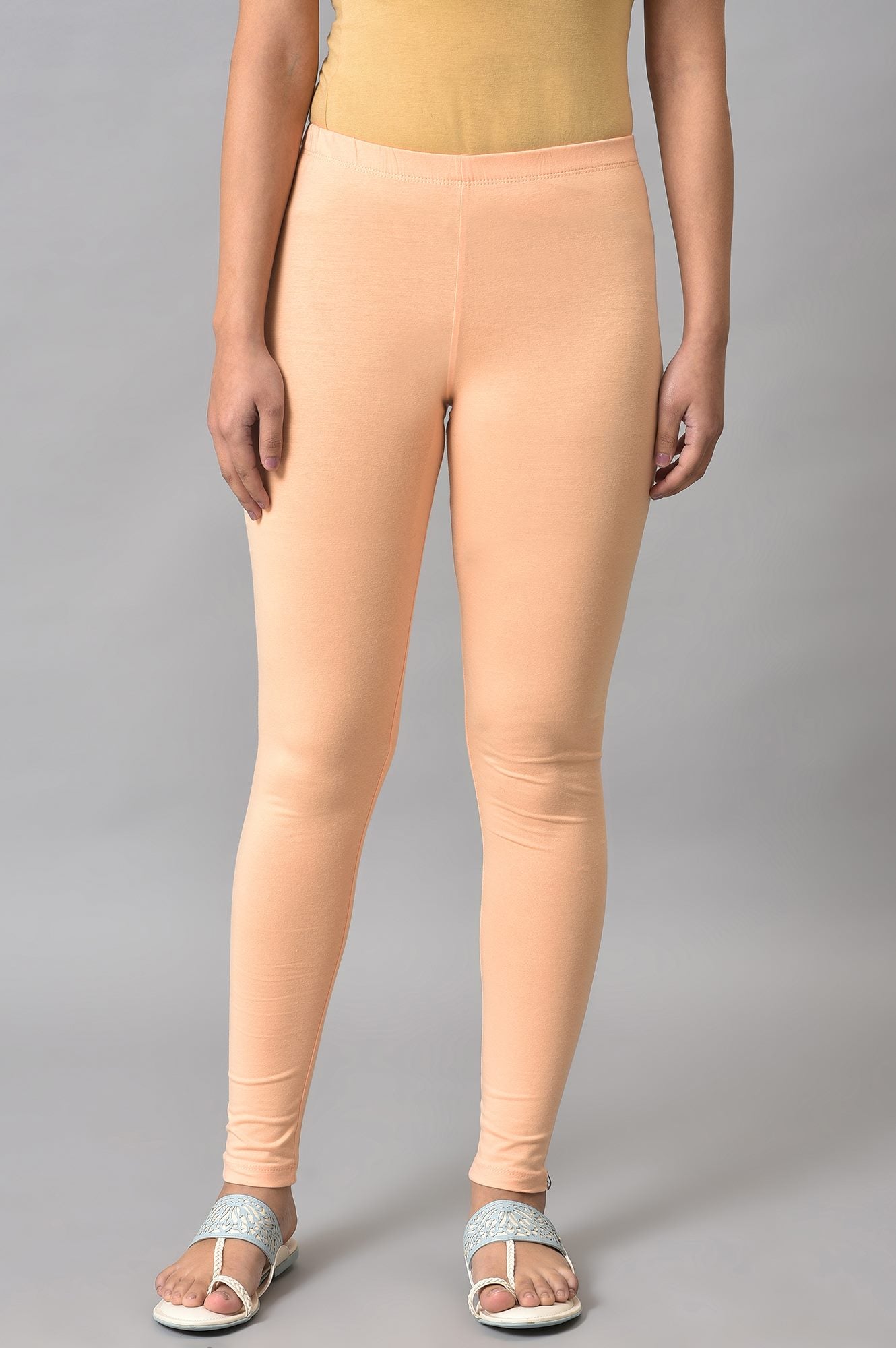 Orange Cotton Lycra Tights