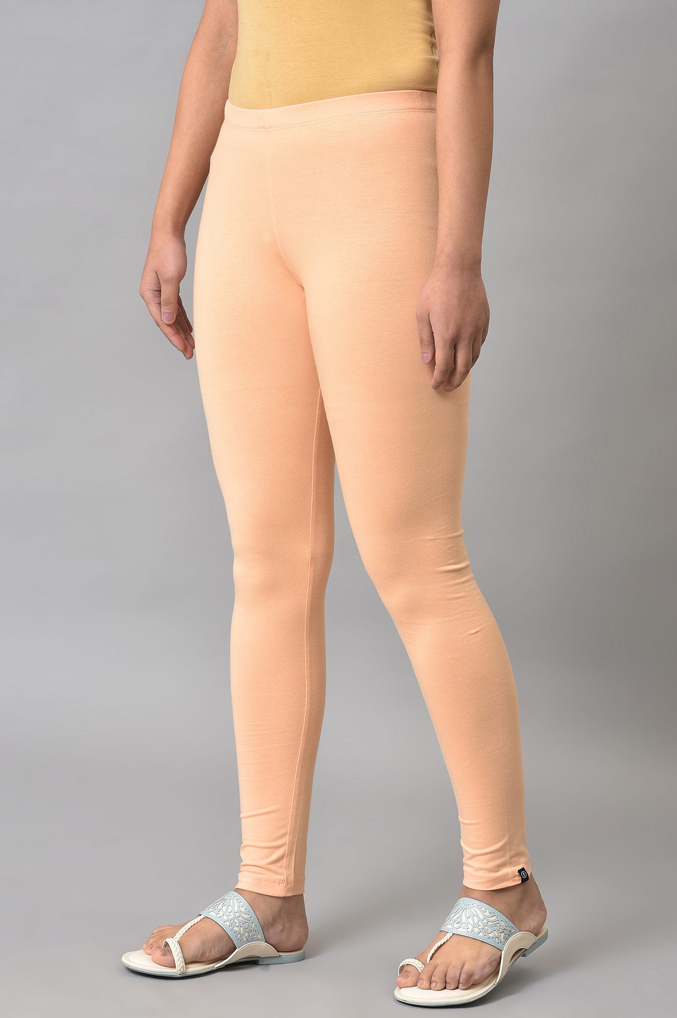 Orange Cotton Lycra Tights