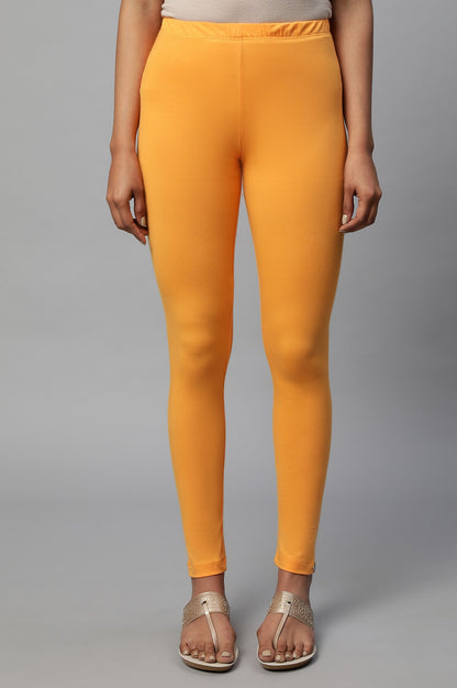 Orange Cotton Lycra Tights