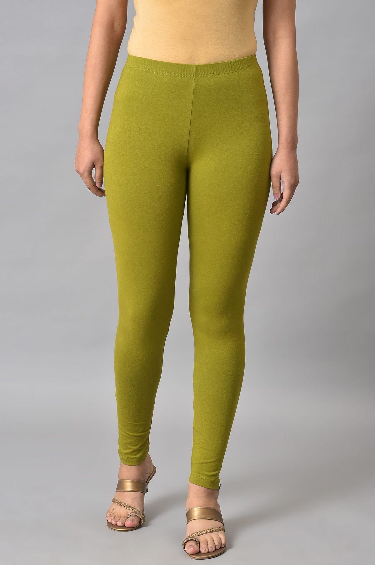 Elleven Women's Green Cotton Lycra Tights - XS