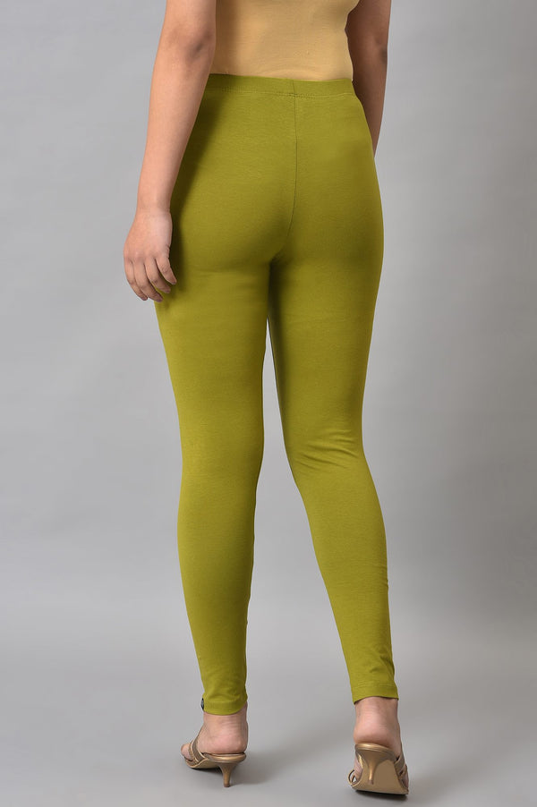 Elleven Women's Green Cotton Lycra Tights