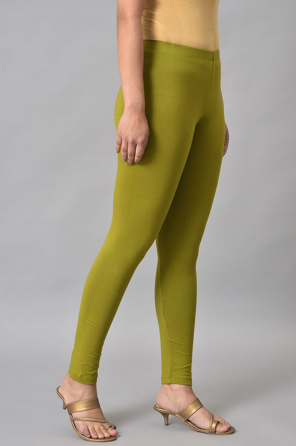Elleven Women's Green Cotton Lycra Tights