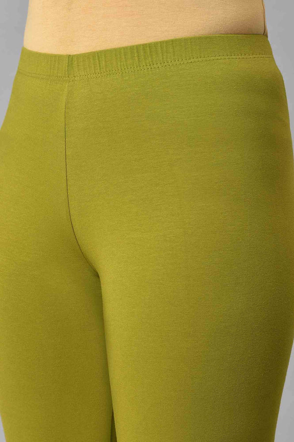 Elleven Women's Green Cotton Lycra Tights
