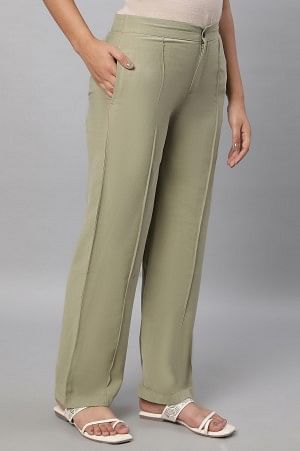 Green Parallel Fit Trouser Pants