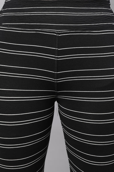 Black High Fashion Striper Tights