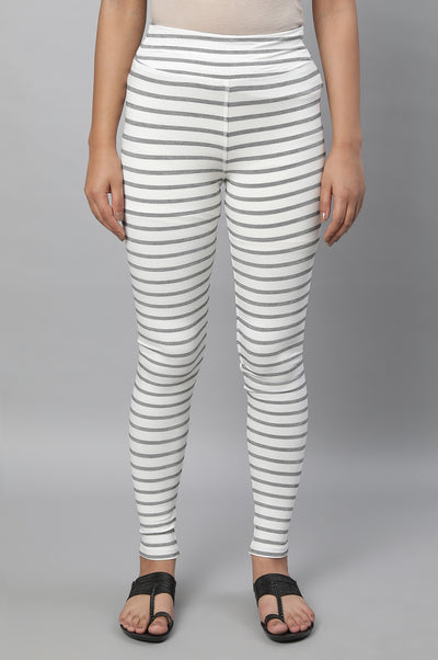 White High Fashion Striper Tights