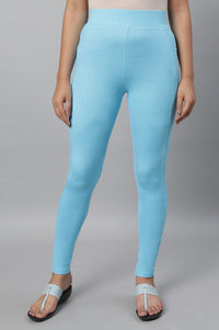 Blue Printed Yoga Tights