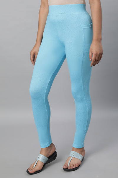 Blue Printed Yoga Tights