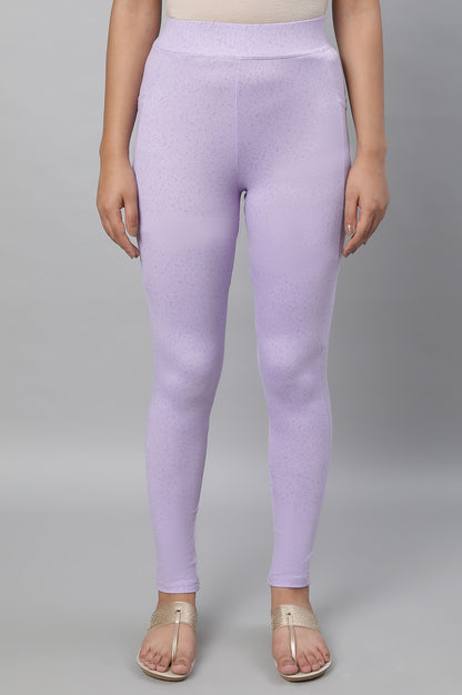 Purple Printed Yoga Tights