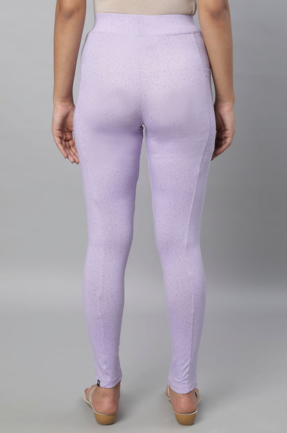 Purple Printed Yoga Tights