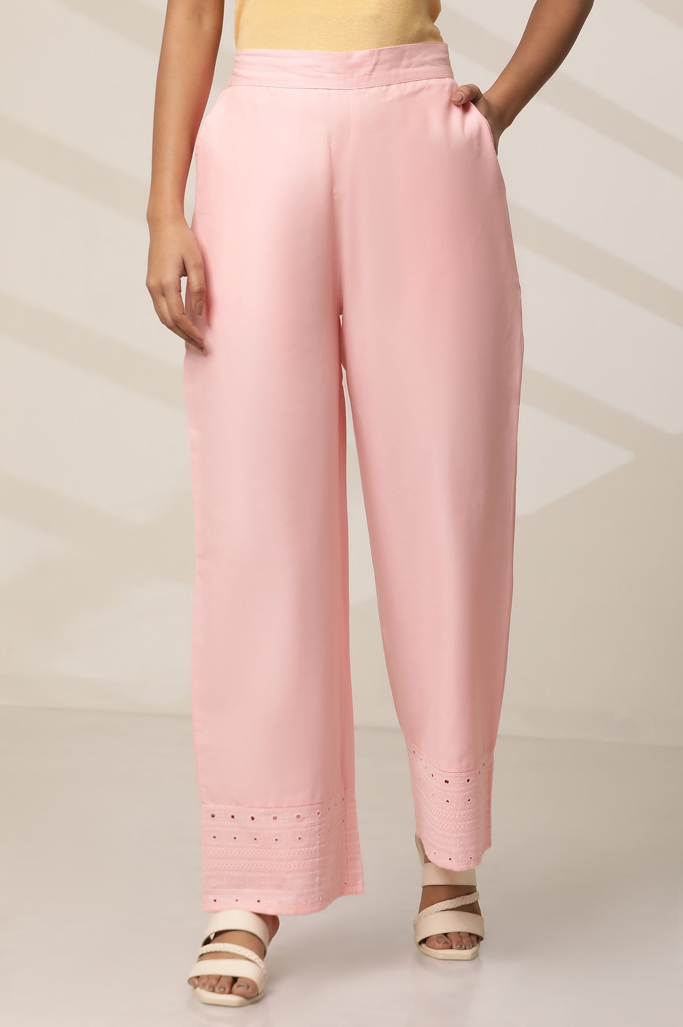 Pink Schiffli Palazzo Pants