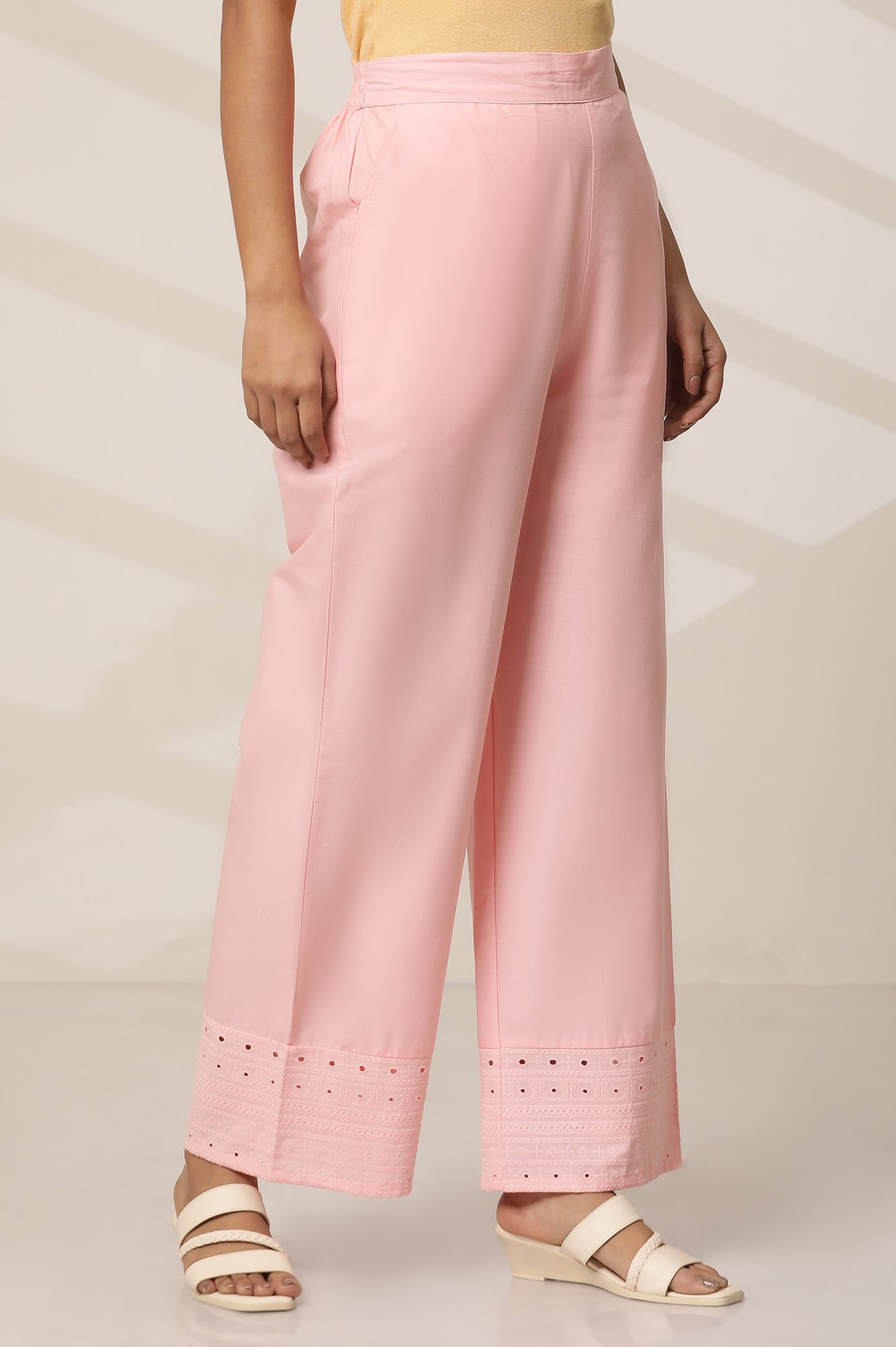 Pink Schiffli Palazzo Pants