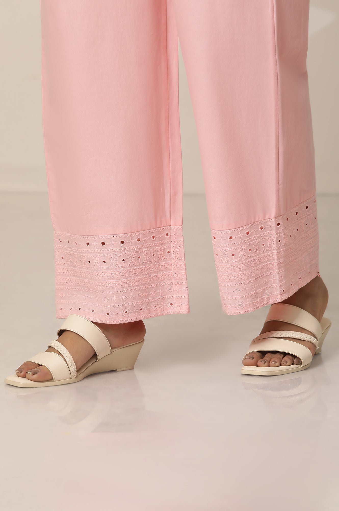 Pink Schiffli Palazzo Pants