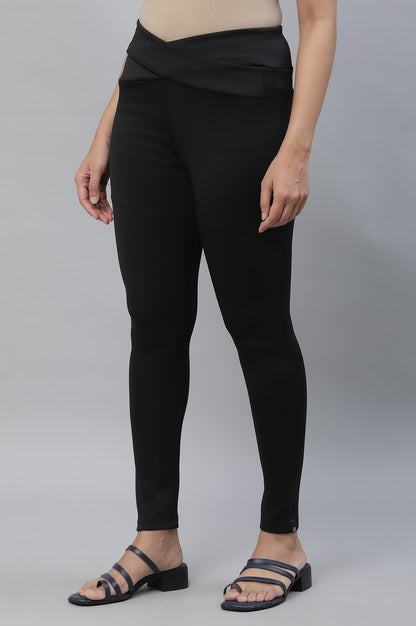 Black Solid Fashionable Yoga Tights