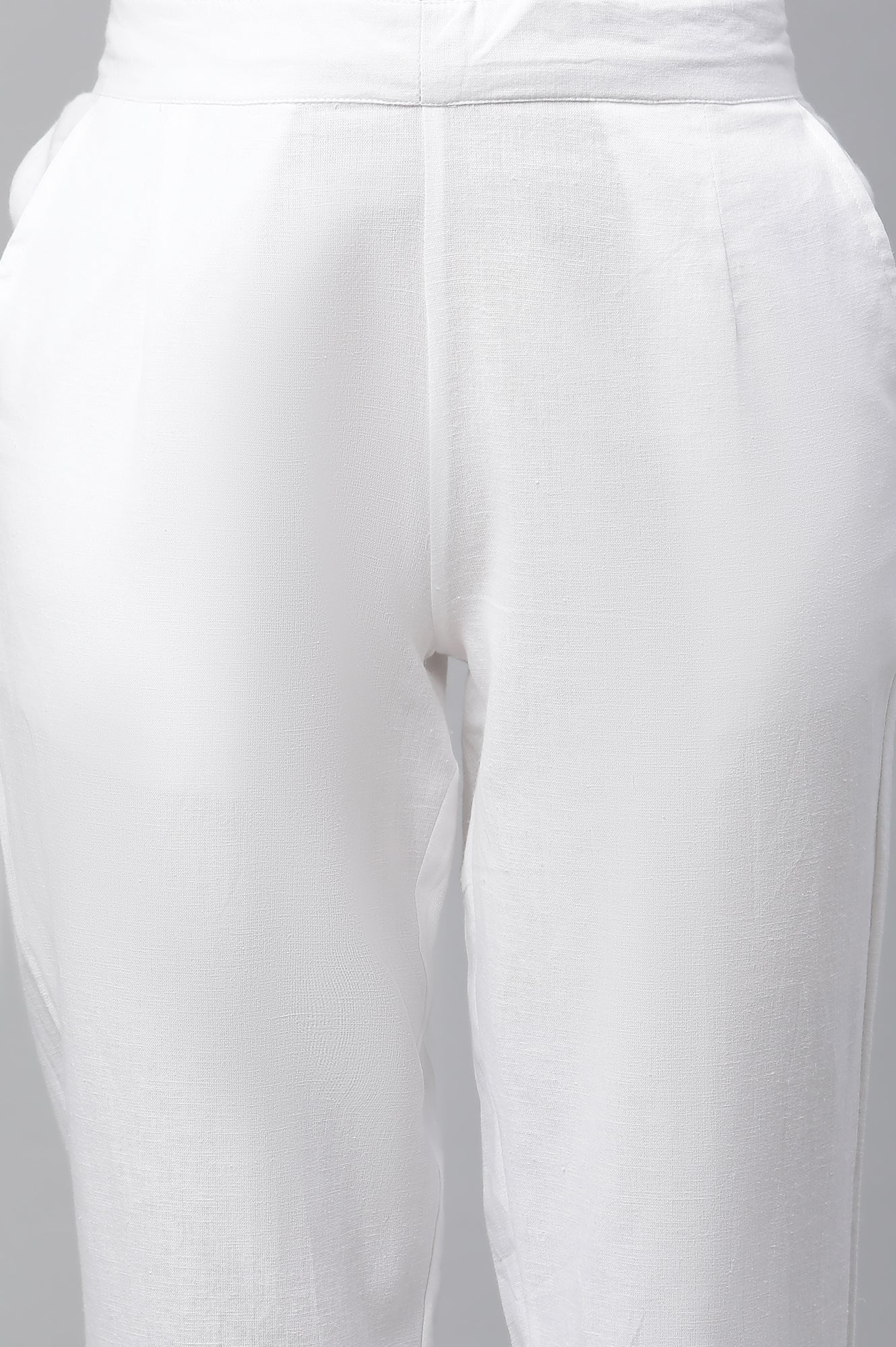 ★overdue flair★ LACE PINTUCK COTTON PANTS_WHITE Buy White Lace Inserted Pintuck Trousers Online for Woman