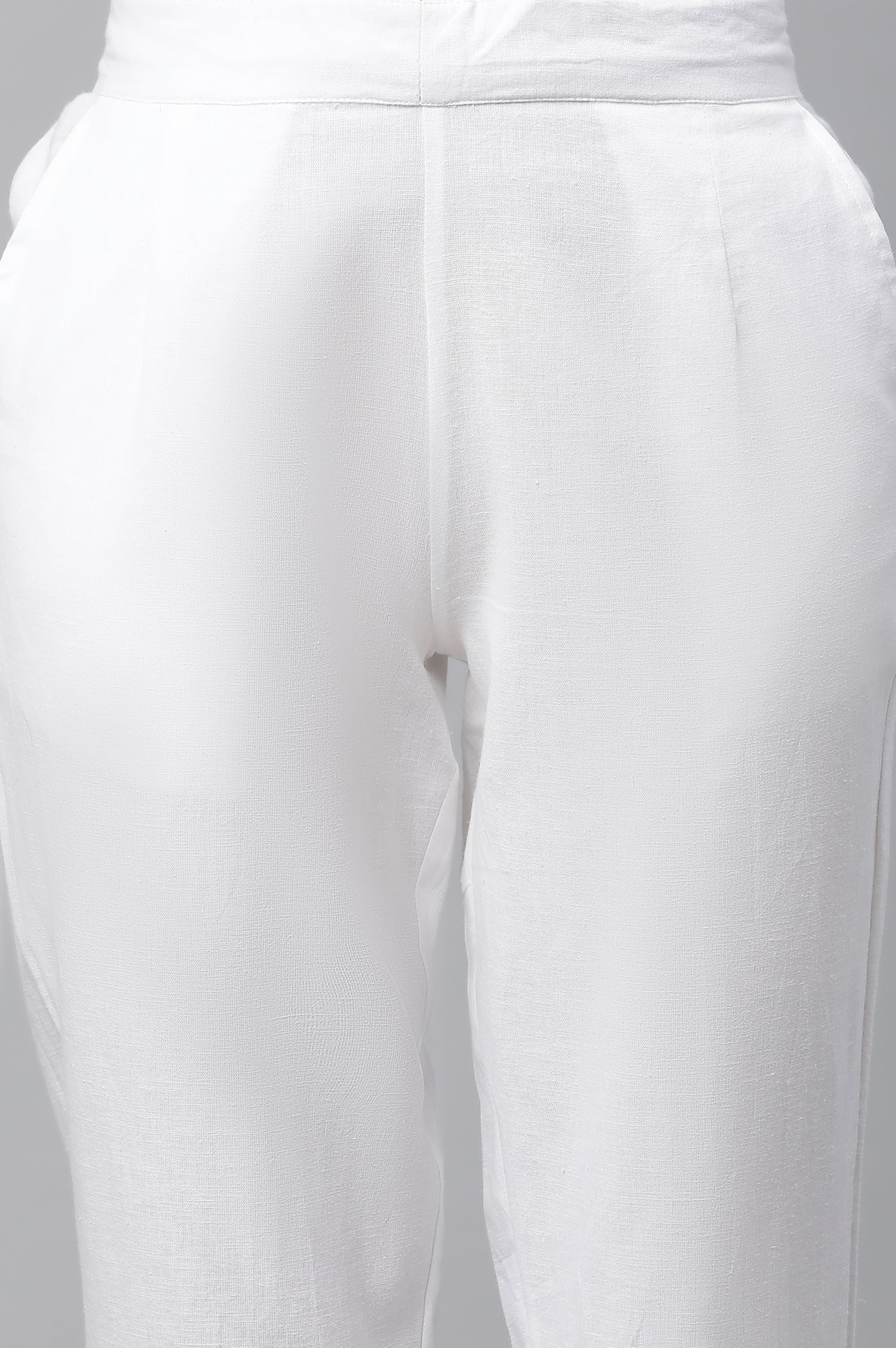 White Lace Inserted Pintuck Trousers