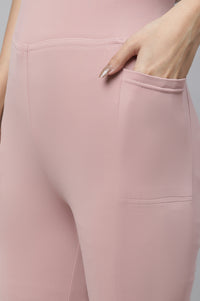 Pink Solid Skinny Fit Tights With Elasticated Waist