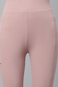 Pink Solid Skinny Fit Tights With Elasticated Waist