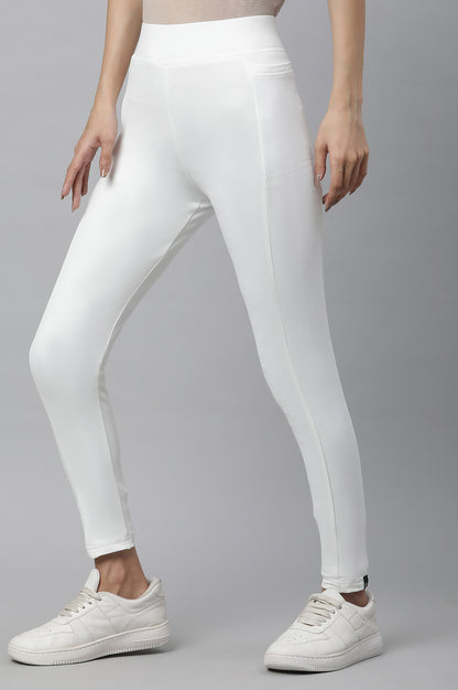 White Solid Travel Tights