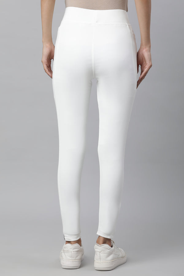 White Solid Travel Tights