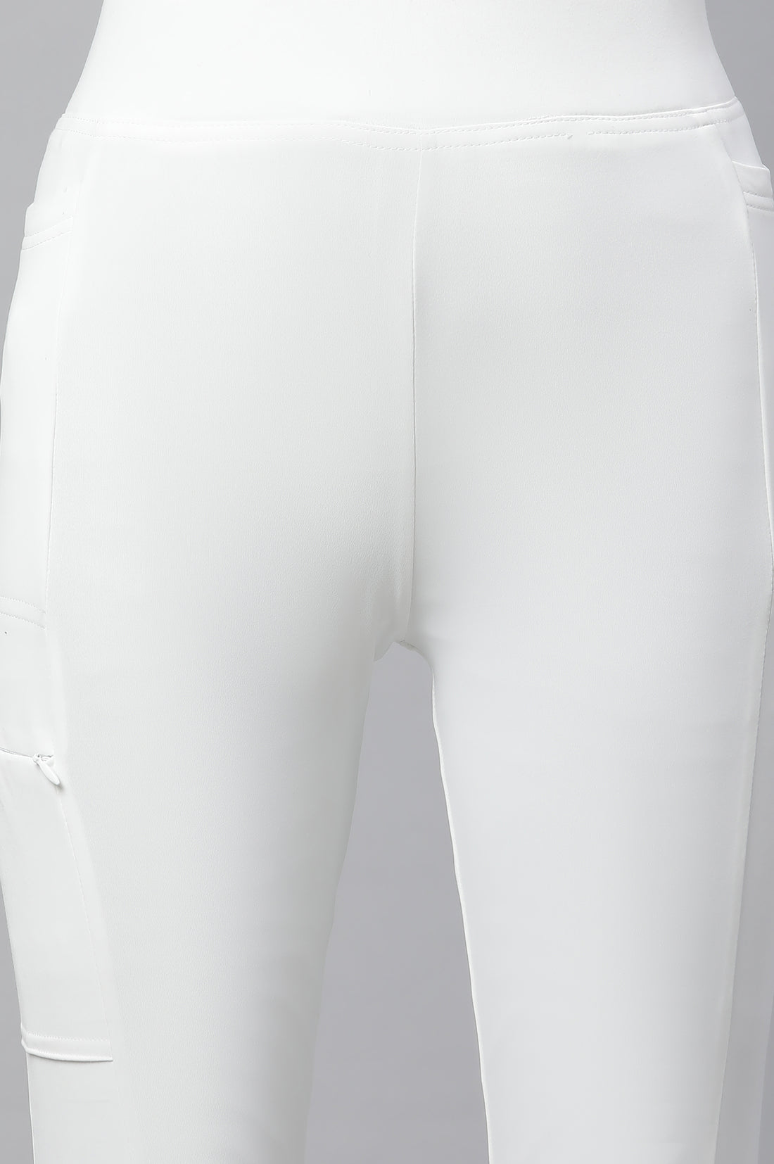 White Solid Skinny Fit Tights With Elasticated Waist