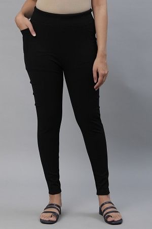 Black Solid Yoga Tights