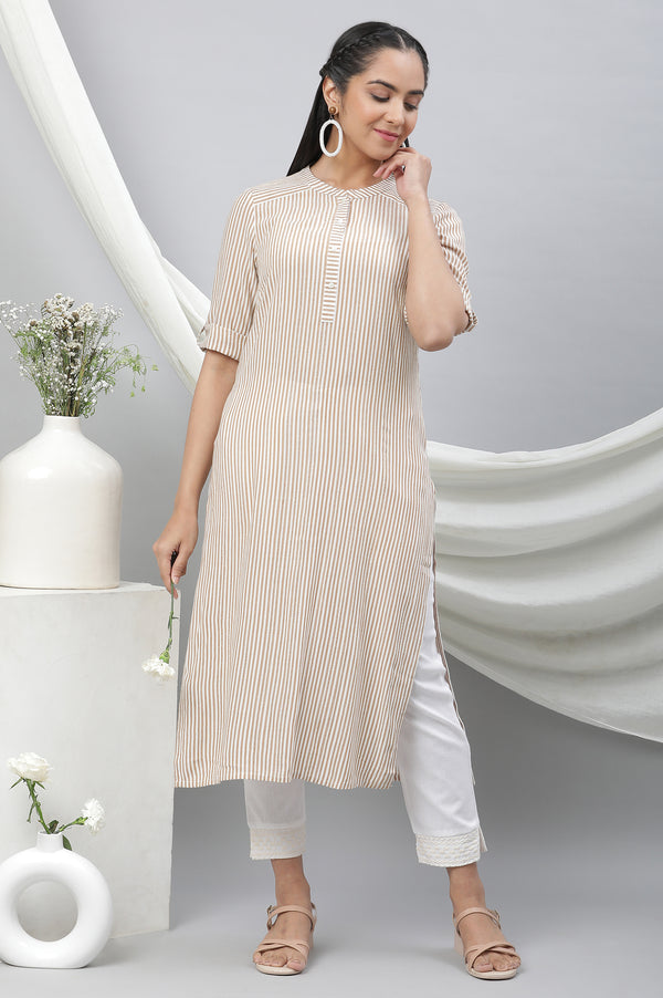 White Solid Straight Fit Cotton Trousers With Embroidered Hemline