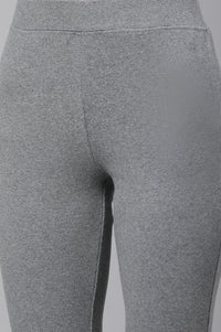 Grey Solid Flared Pants With Elasticated Waist