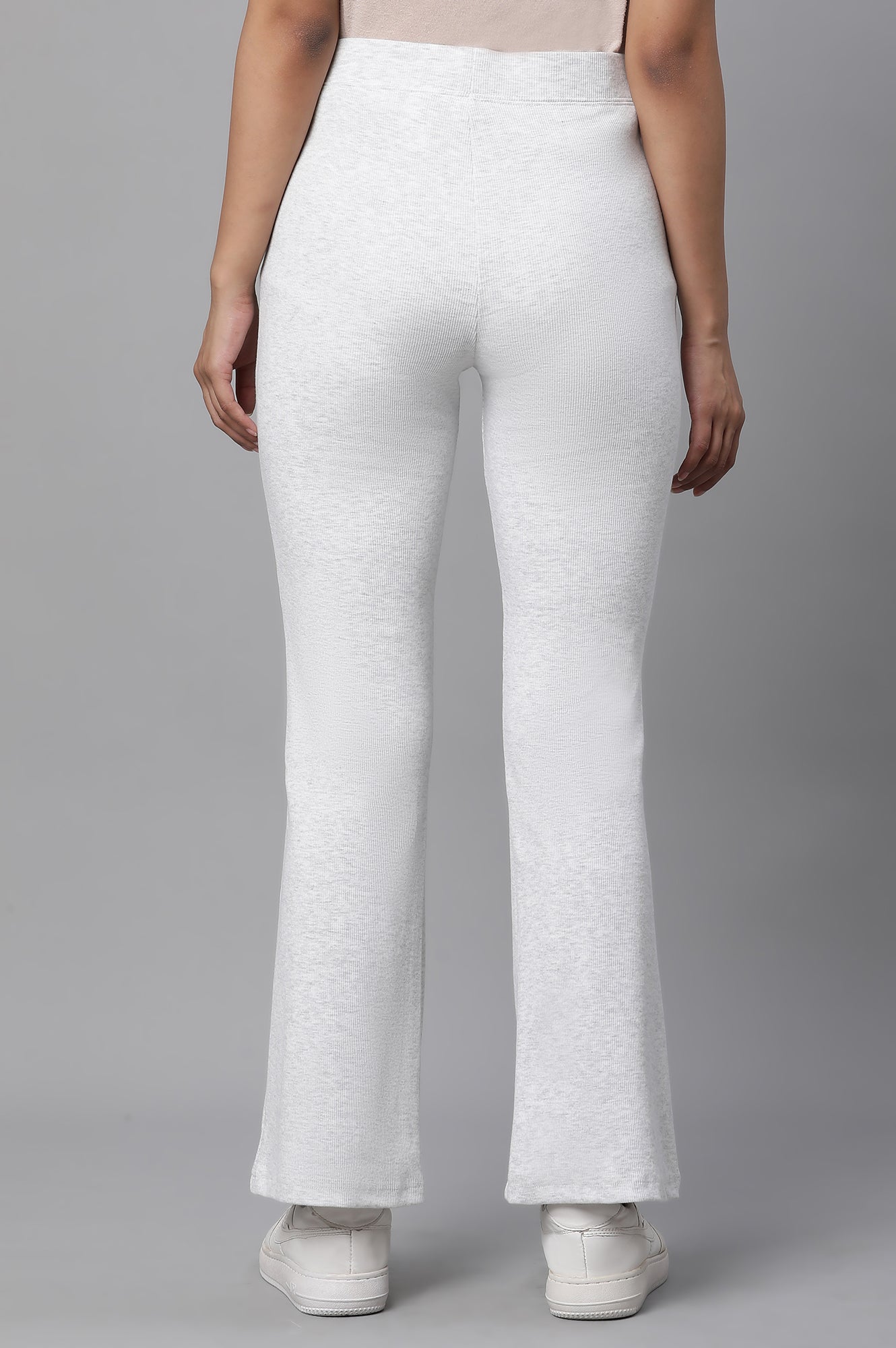 White Boot-Cut Flared Pants