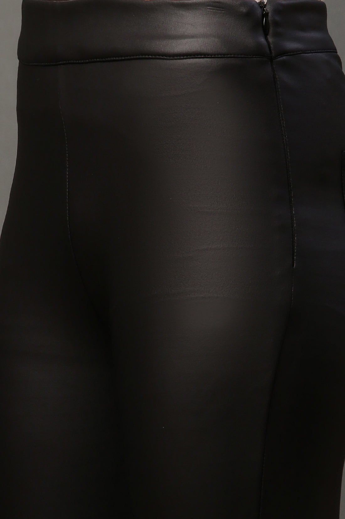Black Solid Slim Fit Pants With Side Zip