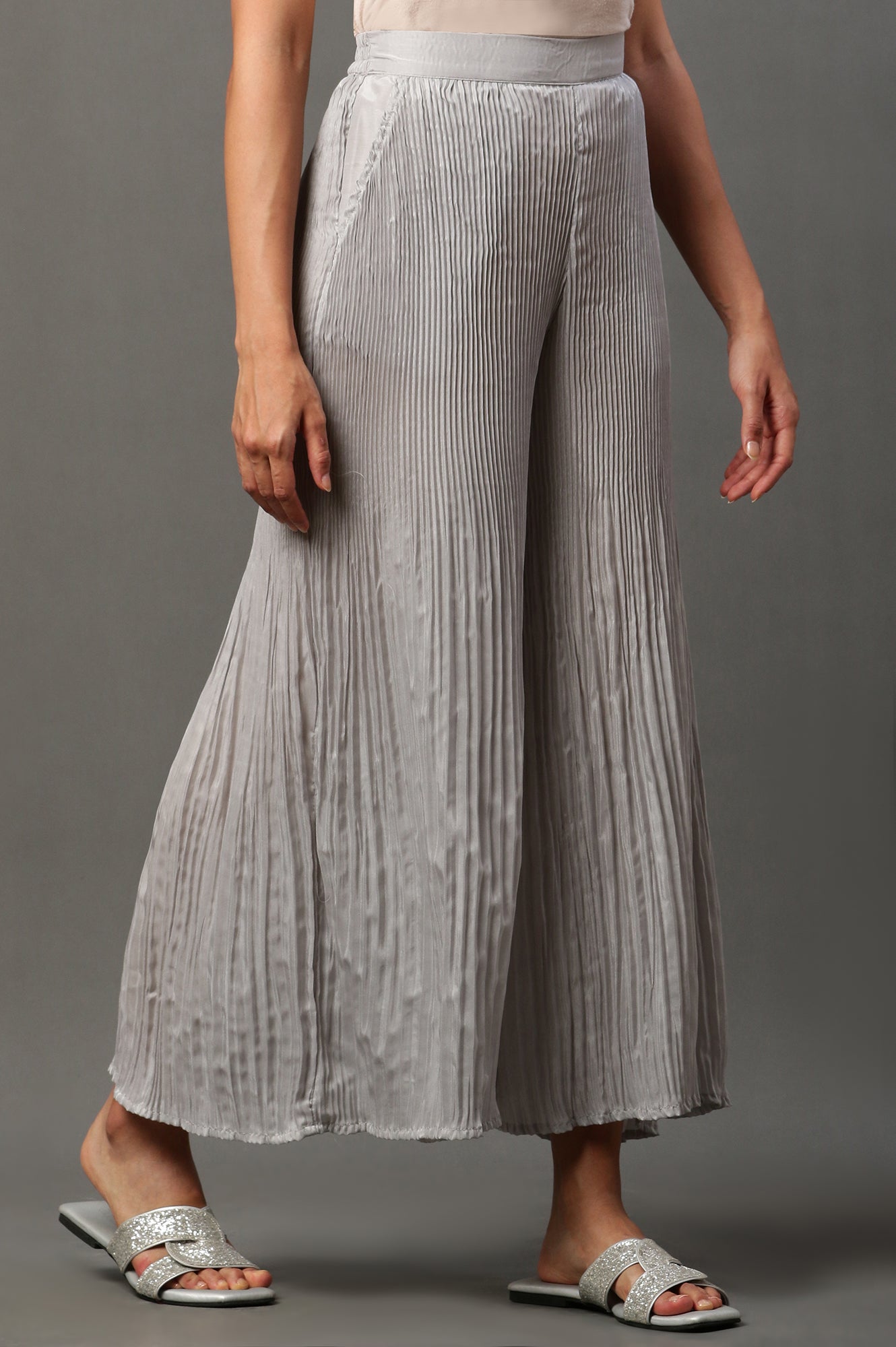 Silver Pleated Flared Sharara