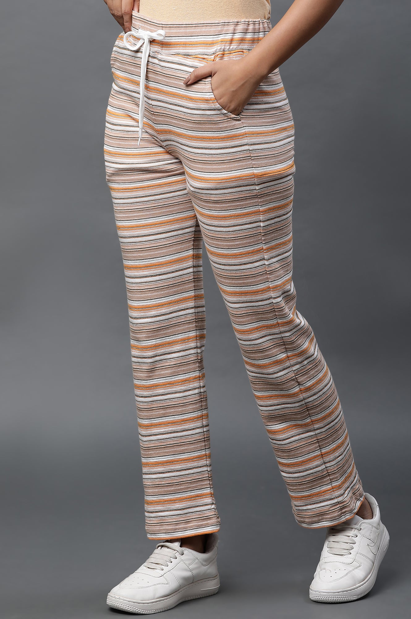 Multi-coloured Stripe Printed Lounge Wear Pants