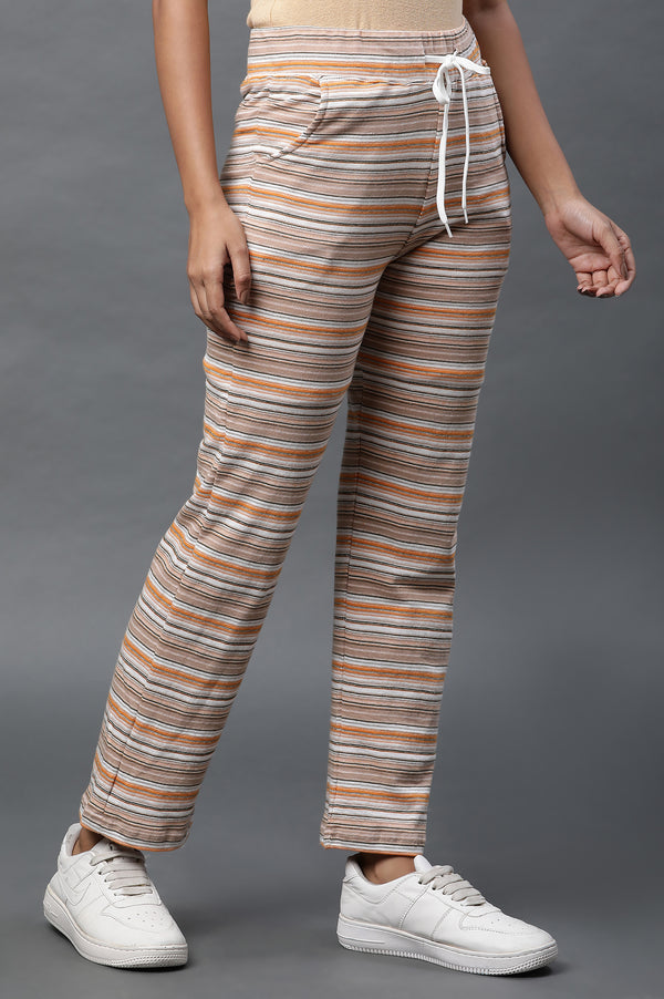 Yellow Stripe Printed Lounge Wear Pants