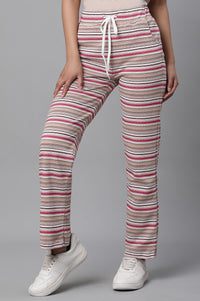 Pink Stripe Printed Lounge Wear Pants