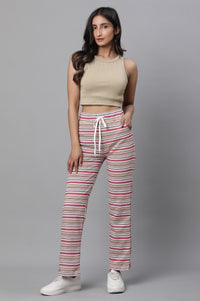 Pink Stripe Printed Lounge Wear Pants