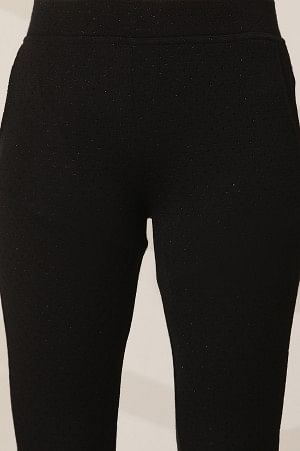 Black Solid Flared Pants With Elasticated Waist
