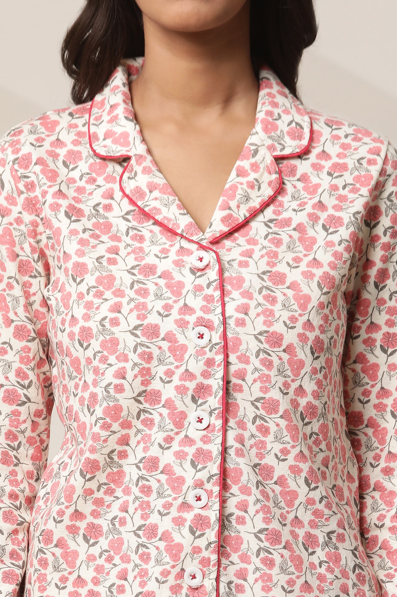 White and Pink Floral Printed Top and Palazzo lounge Wear Set