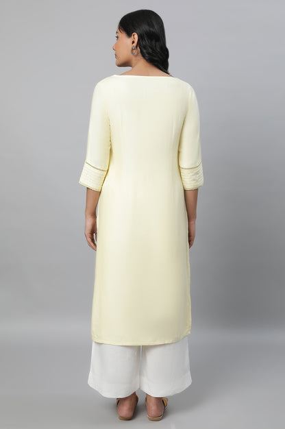 Yellow Round Neck Casual kurta